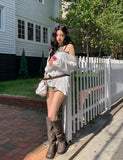 Summer Over Back Eyelet V-Neck Knit