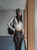 Jerry Double Button Pleated Skirt Pants