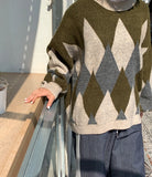 Lanlu Argyle Wool Over Knit