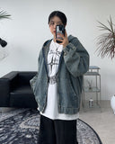 Rieki Washing Denim Hood Zip-Up