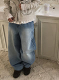 Hirushi Washing Wide Denim Pants