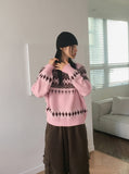 Babe Vintage Snowflake Nordic Round Long Sleeve Knit