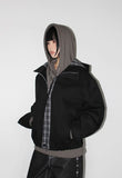 CHECK CONTRAST HOOD JUMPER