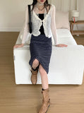 Bullring Western Diagonal Stripe Midi Skirt