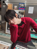 Notch diagonal button layered long sleeve