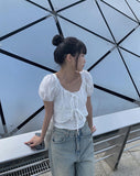 Taru Ribbon Lace Crop Blouse