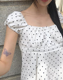 Lize Dot Puff Strap Blouse