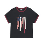 FLAG APPLIQUE RINGER CROP TEE