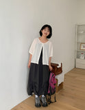 Urend Shirring Nylon Long Skirt