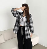 Soft check loose fit long sleeve shirt
