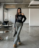 Grayish Washing Bootcut Denim Pants