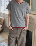 Ladies Layered V-Neck Short Sleeve T-Shirt
