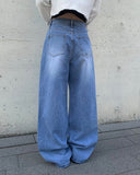 Jiki Light Blue Brush Washing Wide Pants