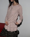 Rippon Frill Tiered Strap Round Long Sleeve T-Shirt