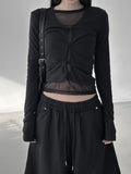 See-through mesh round tee