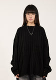 Ribbed crack damage slit over knit