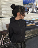 E-ring String Windbreaker Hood Zip-up