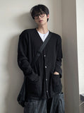 Cotton waffle pocket cardigan
