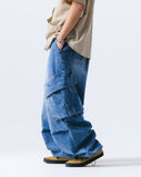 Oblique Cargo Parachute Denim Pants