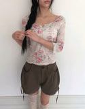 Lewell Flower Three Quarter T-shirt