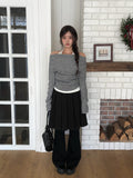 [Belt Set] Scan Wool Pleat Belt Midi Skirt