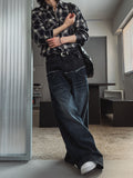 Kio two-tone layered denim pants
