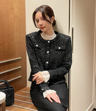 Nemu Spangle Pearl Knit Jacket Cardigan