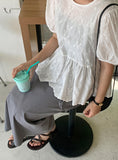 Lingo Lace Ribbon Shirring Blouse