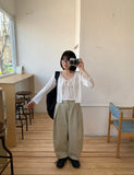 Tsudi Cotton Pintuck Balloon Wide Pants