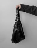 Half-moon Chrome Buckle Leather Hobo Bag