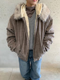 Tiken Herringbone Wool Hood Fur Jacket