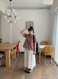 Minati nylon banding pocket shirring flare long skirt
