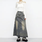 Zance vintage denim long skirt