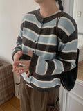 Senki Round Stripe Knit Cardigan