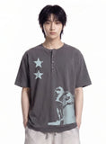 STAR2 Henley Neck Short Sleeve Tee