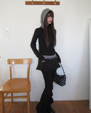 Gian High Neck Color Matching Fleece Hood T-shirt