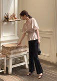 Lines Flare Pintuck Shirring Blouse
