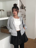Board Stripe Color Matching Two-Way Hood Zip-Up