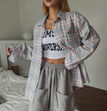 Candy Soft Loose-Fit Cotton Checkered Shirt