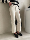 Berge semi straight fit banded cotton pants