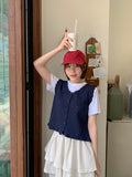 Enges Lace Summer Punching Knit Vest