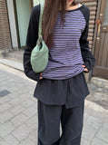 Shabanin Stripe Henley Neck Long Sleeve Tee
