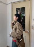 Rital Wool High Neck Fur Jacket