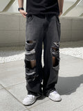Ripped vintage damage black denim