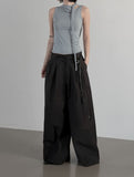 Teve Pintuck Wide Cotton Pants