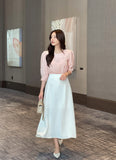 Meju Heart-Neck Three Quarter Sleeve Blouse