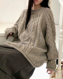 Veda cable round neck over wool knit