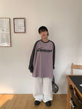 Nikkoi Printed Color Matching Raglan Long Sleeve Tee