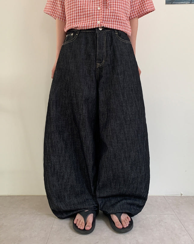 【BAON】Kyukaton Summer Raw Denim Wide Pants BAON (バオン) - キュカトンサマー生デニムワイドパンツ
