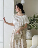 Melen Square Neck Puff Blouse